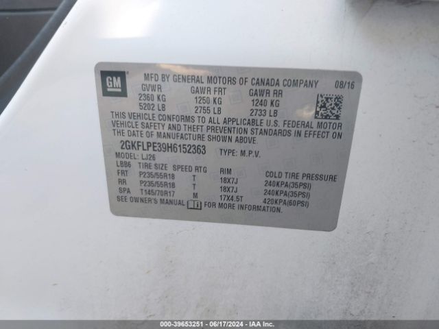 2GKFLPE39H6152363 GMC Terrain Slt