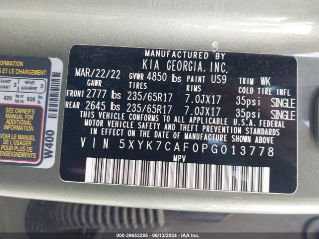 5XYK7CAF0PG013778 KIA Sportage X-pro