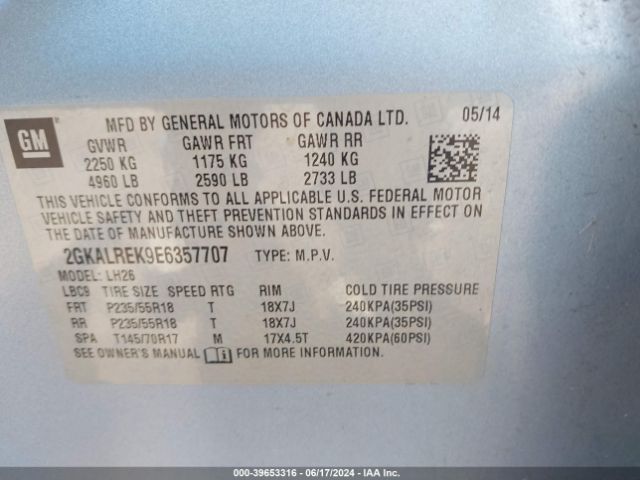 2GKALREK9E6357707 GMC Terrain Sle-2