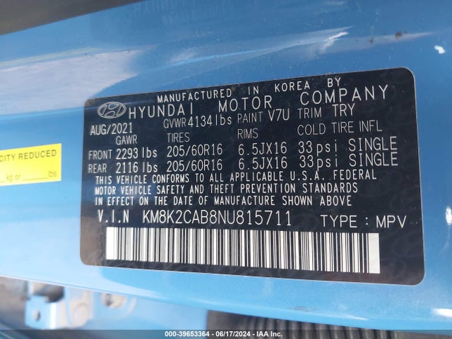 Hyundai Kona Se 2022 KM8K2CAB8NU815711 Image 9