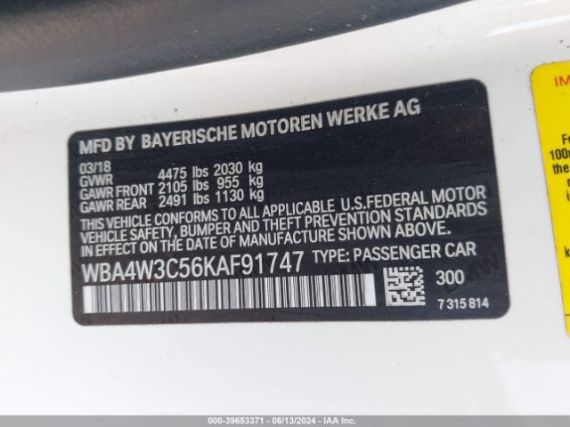 WBA4W3C56KAF91747 BMW 430I