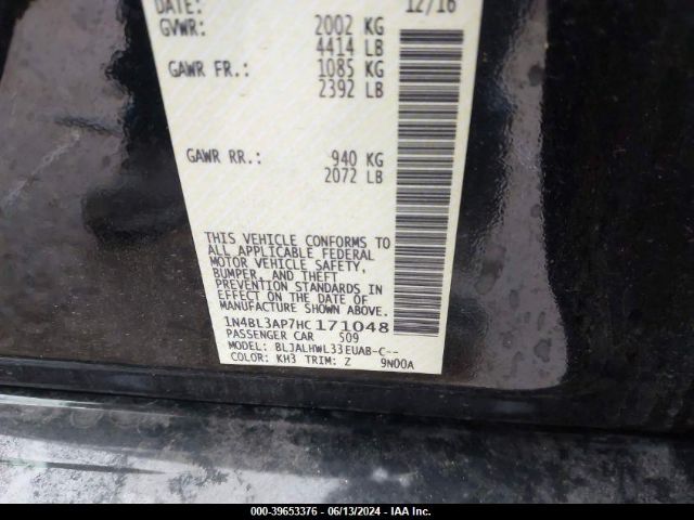 1N4BL3AP7HC171048 Nissan Altima 3.5 Sr