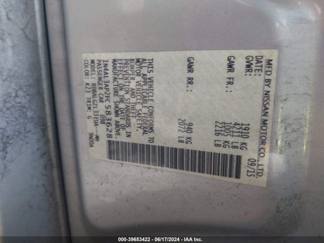 Nissan Altima 2.5 S 2015 1N4AL3AP2FC583628 Image 9