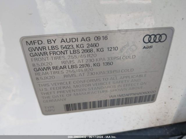 WA1M2AFPXHA060020 Audi Q5 2.0t Premium