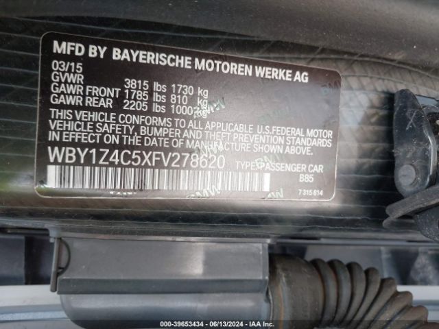 WBY1Z4C5XFV278620 BMW I3 Base W/range Extender