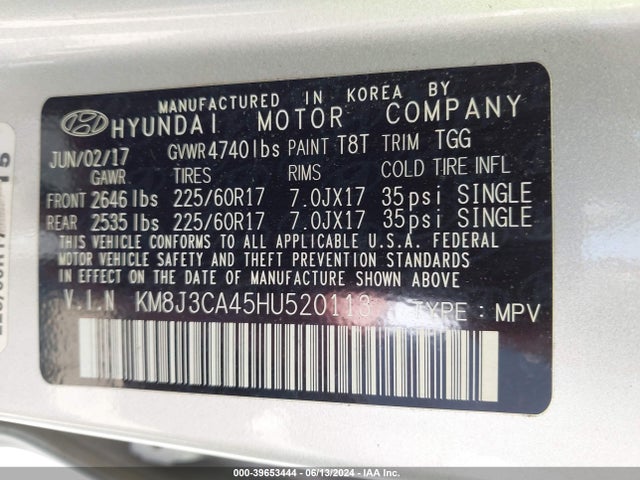 Hyundai TUCSON SE 2017 KM8J3CA45HU520113 Image 9