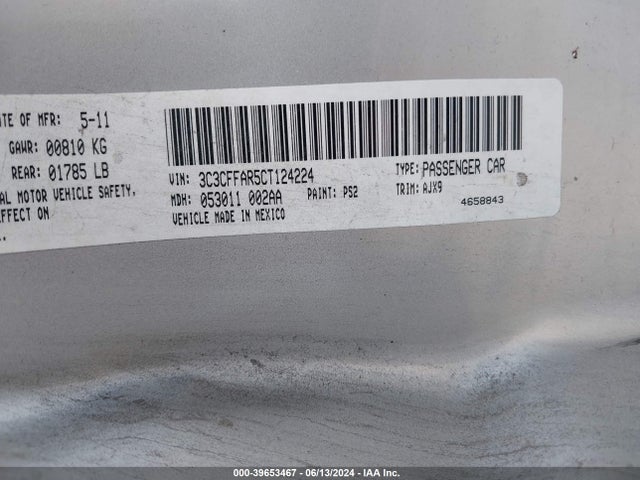 2012 FIAT 500 3C3CFFAR5CT124224 Photo 8