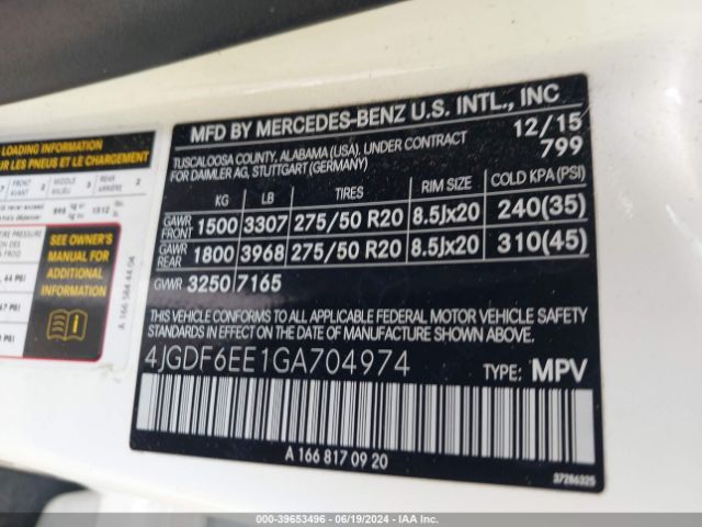 4JGDF6EE1GA704974 Mercedes-Benz Gl 450 4matic