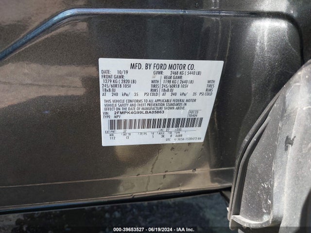 2FMPK4G99LBA05863 Ford EDGE SE
