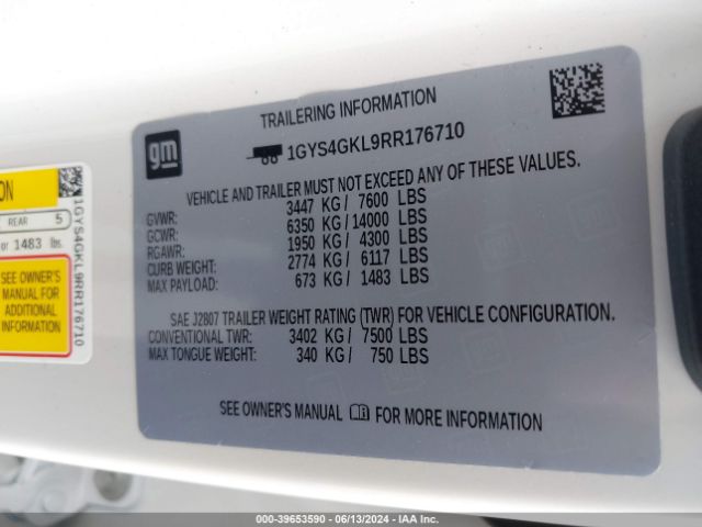 1GYS4GKL9RR176710 Cadillac Escalade 4wd Sport Platinum