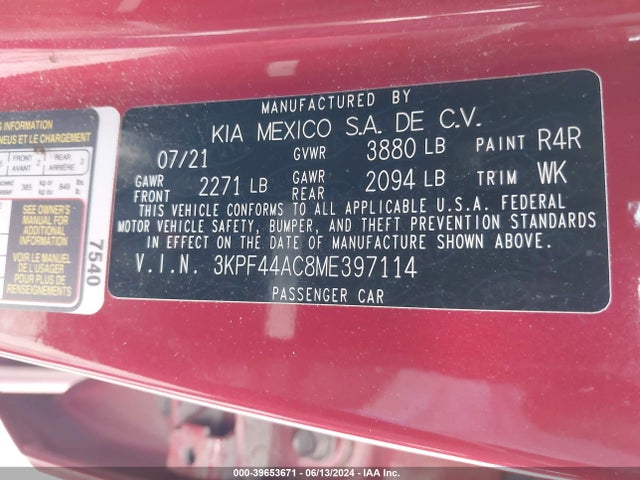 KIA Forte Gt Manual 2021 3KPF44AC8ME397114 Image 9