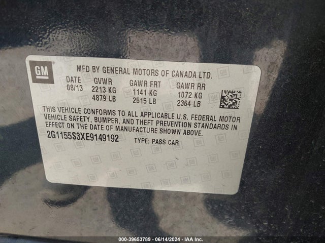 Chevrolet IMPALA 2LZ 2014 2G1155S3XE9149192 Image 9