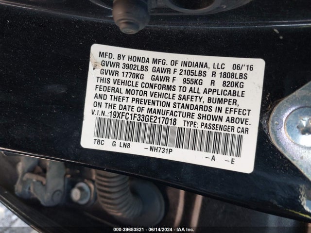 Honda Civic Ex-t 2016 19XFC1F33GE217018 Image 9
