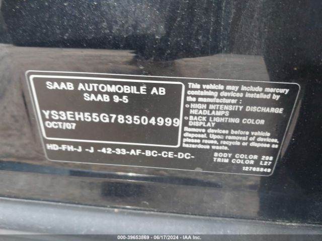 2008 SAAB 9-5 YS3EH55G783504999 Photo 8