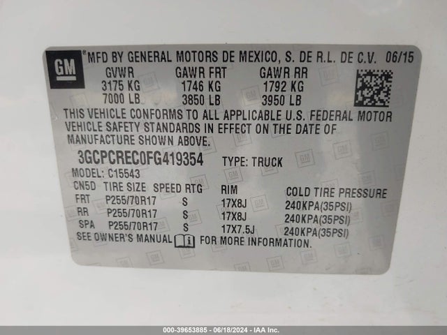 Chevrolet Silverado 1500 1lt 2015 3GCPCREC0FG419354 Image 9
