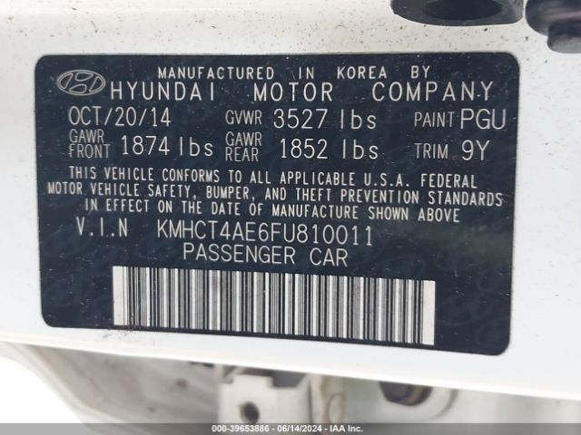KMHCT4AE6FU810011 Hyundai ACCENT GLS