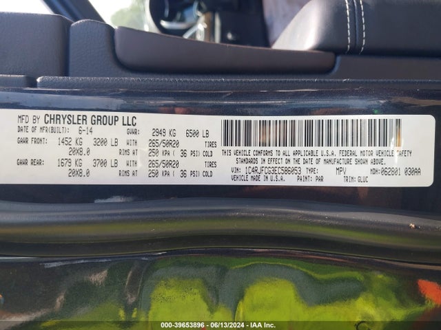 1C4RJFCG3EC586053 Jeep Grand Cherokee Overland