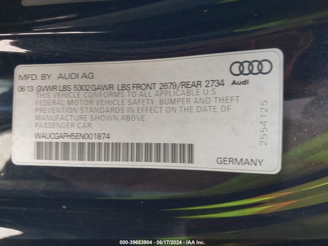 WAUCGAFH5EN001874 Audi S5 3.0t Premium Plus