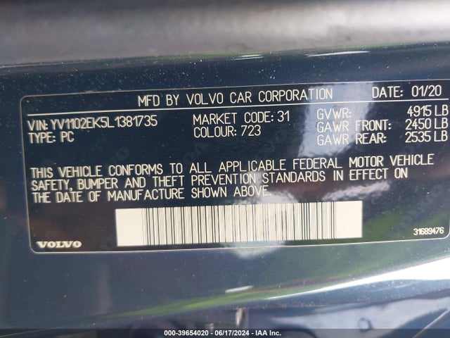 Volvo V60 T5 Momentum 2020 YV1102EK5L1381735 Image 9