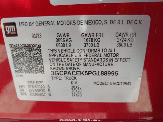 3GCPACEK5PG188995 Chevrolet Silverado 1500 2wd  Short Bed Lt