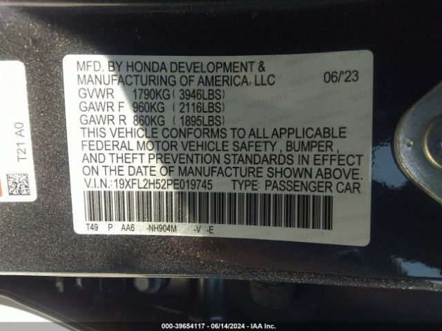 19XFL2H52PE019745 Honda Civic Lx