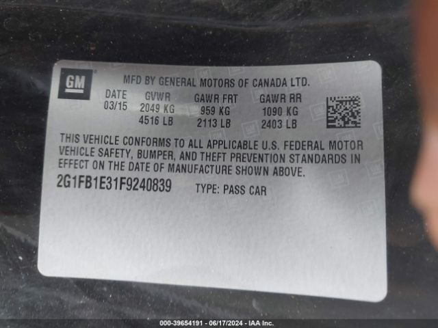 2G1FB1E31F9240839 Chevrolet Camaro 2ls