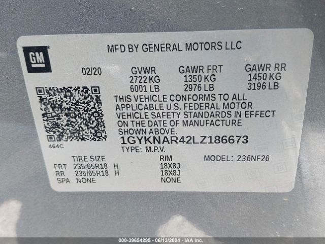 1GYKNAR42LZ186673 Cadillac Xt5 Fwd Luxury
