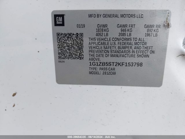 1G1ZB5ST2KF153798 Chevrolet Malibu 1ls