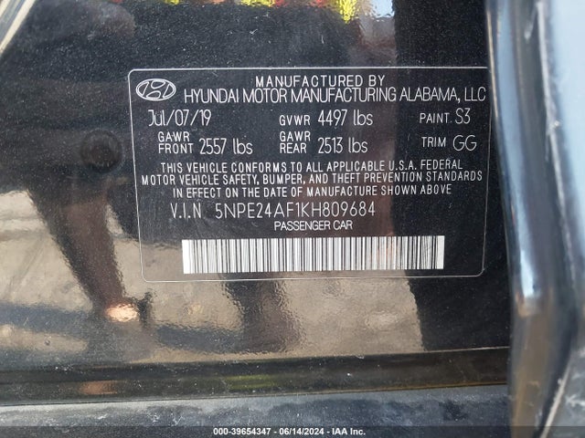 Hyundai SONATA SE 2019 5NPE24AF1KH809684 Image 9