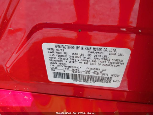 JN1EV7BP8NM310037 Infiniti Q50 LUXE