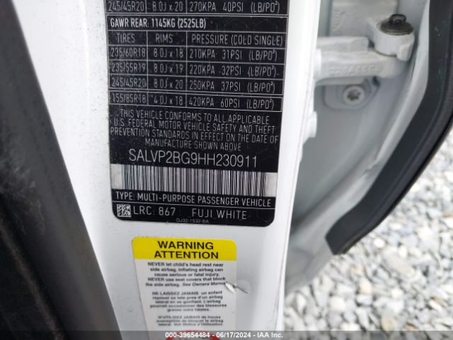 SALVP2BG9HH230911 Land Rover Range Rover Evoque Se/se Premium