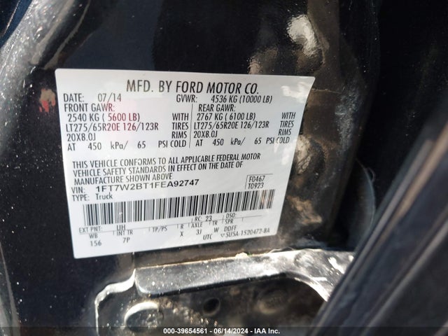 Ford F-250 Lariat 2015 1FT7W2BT1FEA92747 Image 9