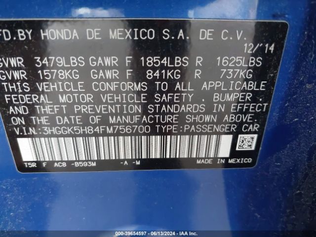 3HGGK5H84FM756700 Honda Fit Ex/ex-l