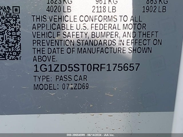 Chevrolet MALIBU LT 2024 1G1ZD5ST0RF175657 Image 9