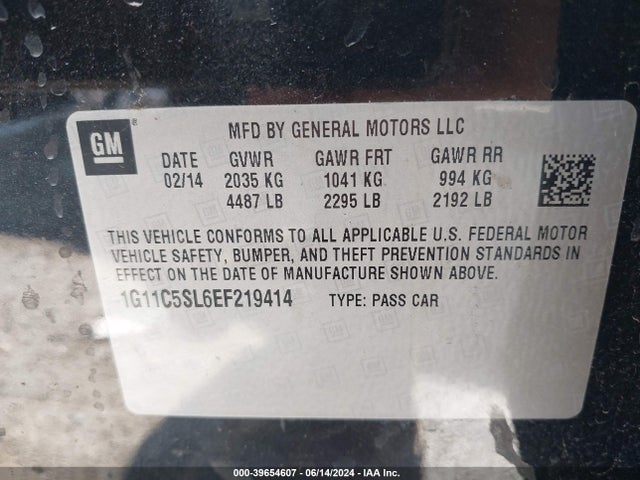Chevrolet MALIBU 1LT 2014 1G11C5SL6EF219414 Image 9