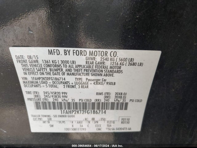 1FAHP2KT2FG186714 Ford TAURUS SHO