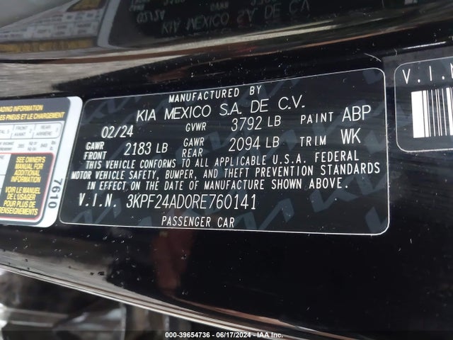 KIA Forte Lxs 2024 3KPF24AD0RE760141 Image 9