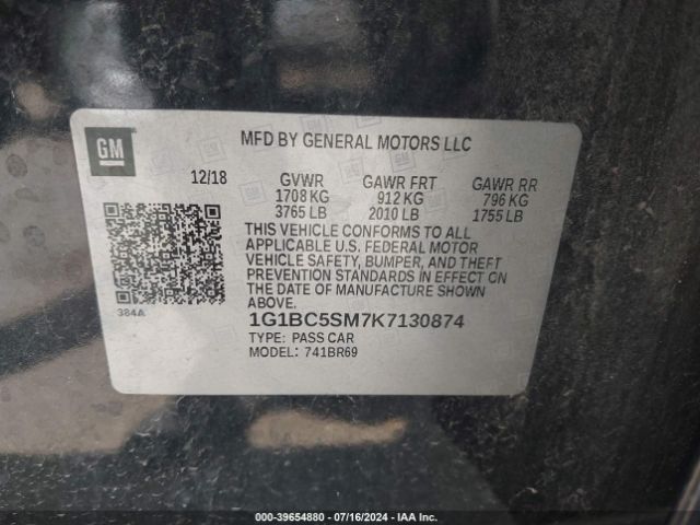 1G1BC5SM7K7130874 Chevrolet CRUZE LS
