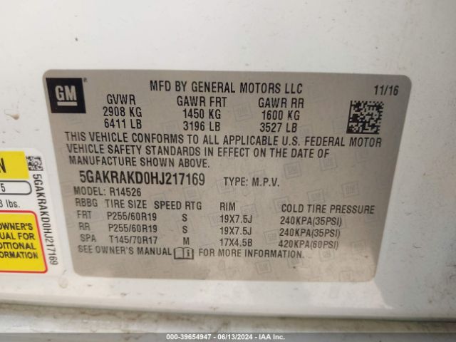 5GAKRAKD0HJ217169 Buick Enclave Convenience