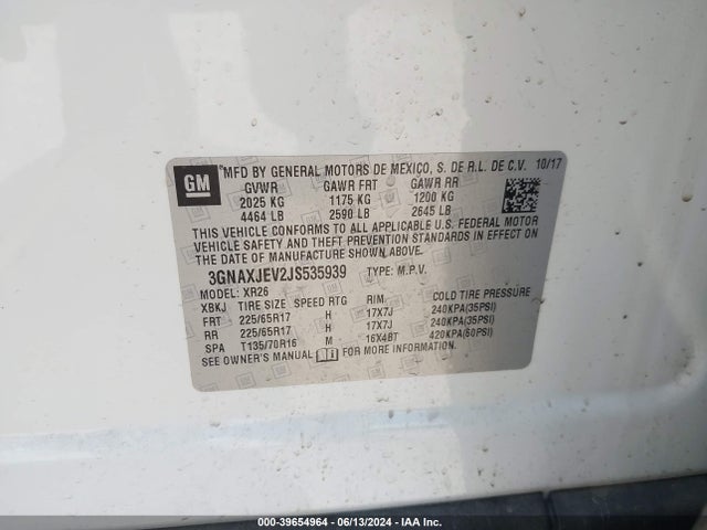 Chevrolet EQUINOX LT 2018 3GNAXJEV2JS535939 Image 9