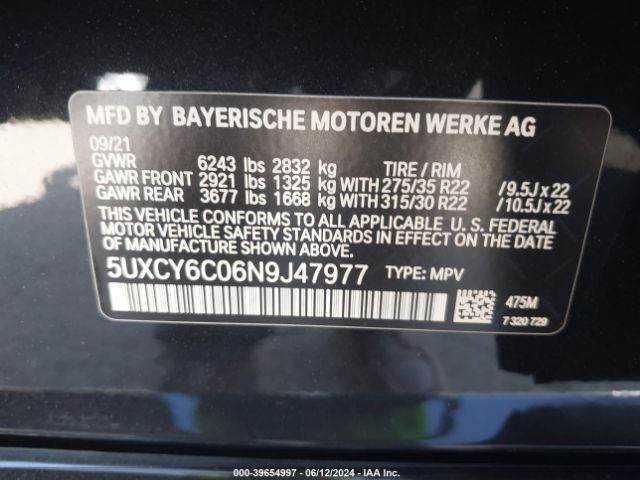 5UXCY6C06N9J47977 BMW X6 Xdrive40i