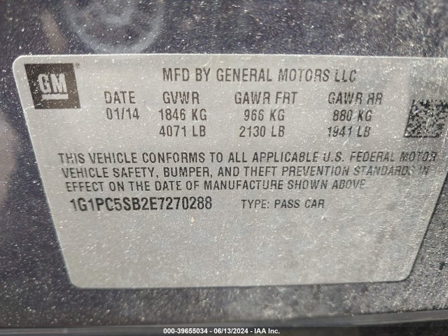Chevrolet Cruze 1lt Auto 2014 1G1PC5SB2E7270288 Image 9