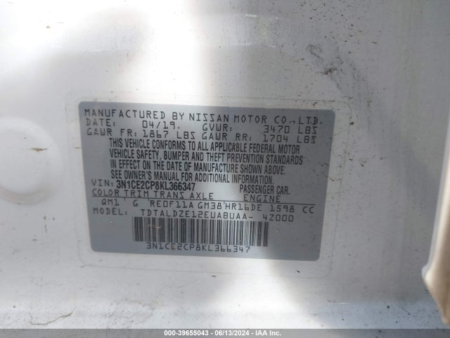 Nissan Versa Note Sv 2019 3N1CE2CP8KL366347 Image 9