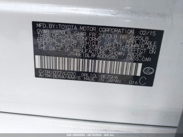 JTHBE1BL8FA009280 Lexus GS 350