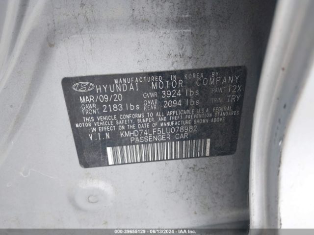 KMHD74LF5LU078982 Hyundai ELANTRA SE