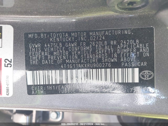Toyota CAMRY SE 2024 4T1G11AKXRU900276 Image 9
