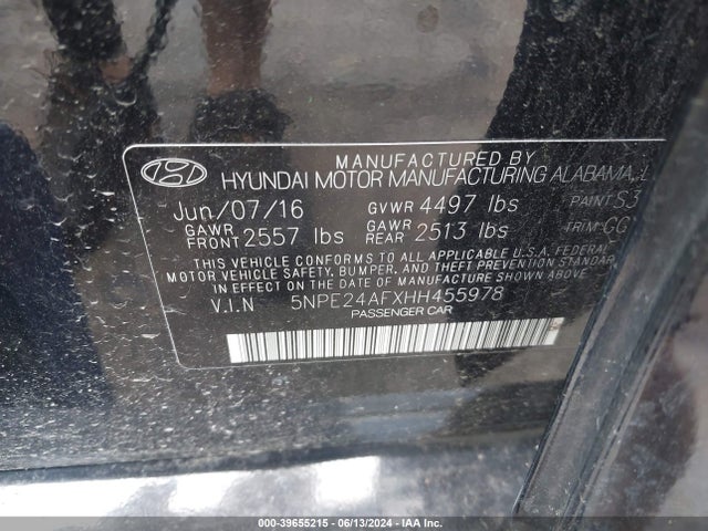 Hyundai Sonata 2017 5NPE24AFXHH455978 Image 9