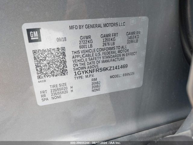 1GYKNFRS6KZ141469 Cadillac Xt5 Premium Luxury