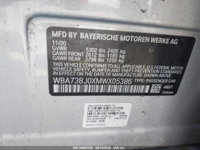 WBA73BJ0XMWX05386 BMW 540i Xdrive