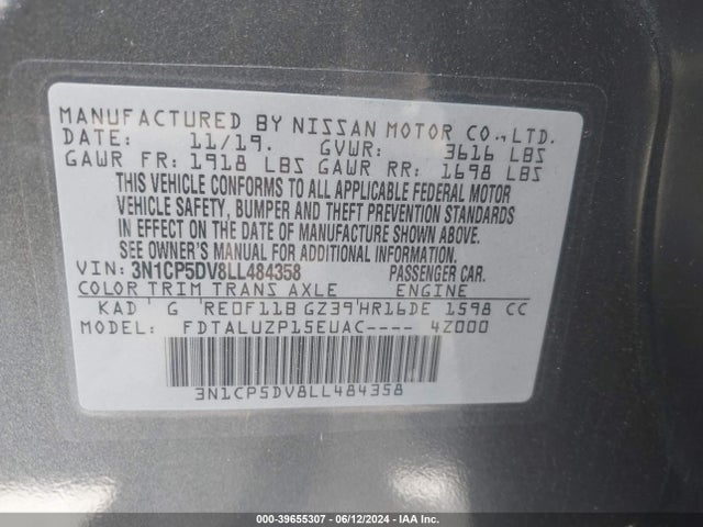 Nissan Kicks Sr Xtronic Cvt 2020 3N1CP5DV8LL484358 Image 9